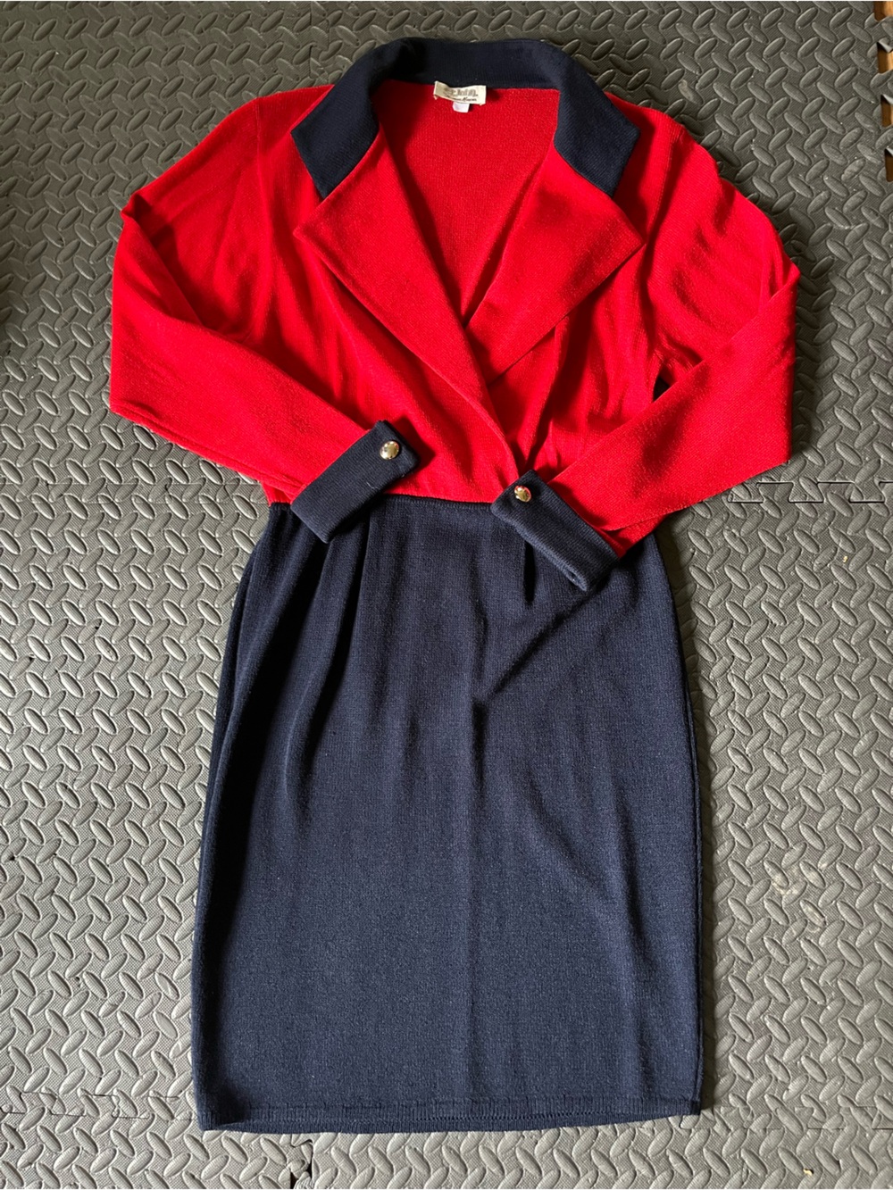 VTG St. John for Neiman Marcus Made in USA Knit Surplice Sheath Dress Size 12